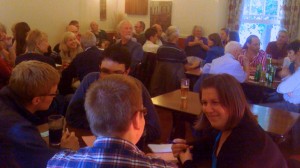 The teams prepare for the general knowledge battle